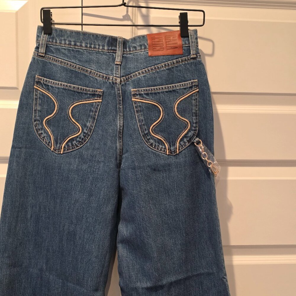NWT: Gap × Cult Gaia High Rise Wide Leg Chain Jeans - Picture 9 of 9